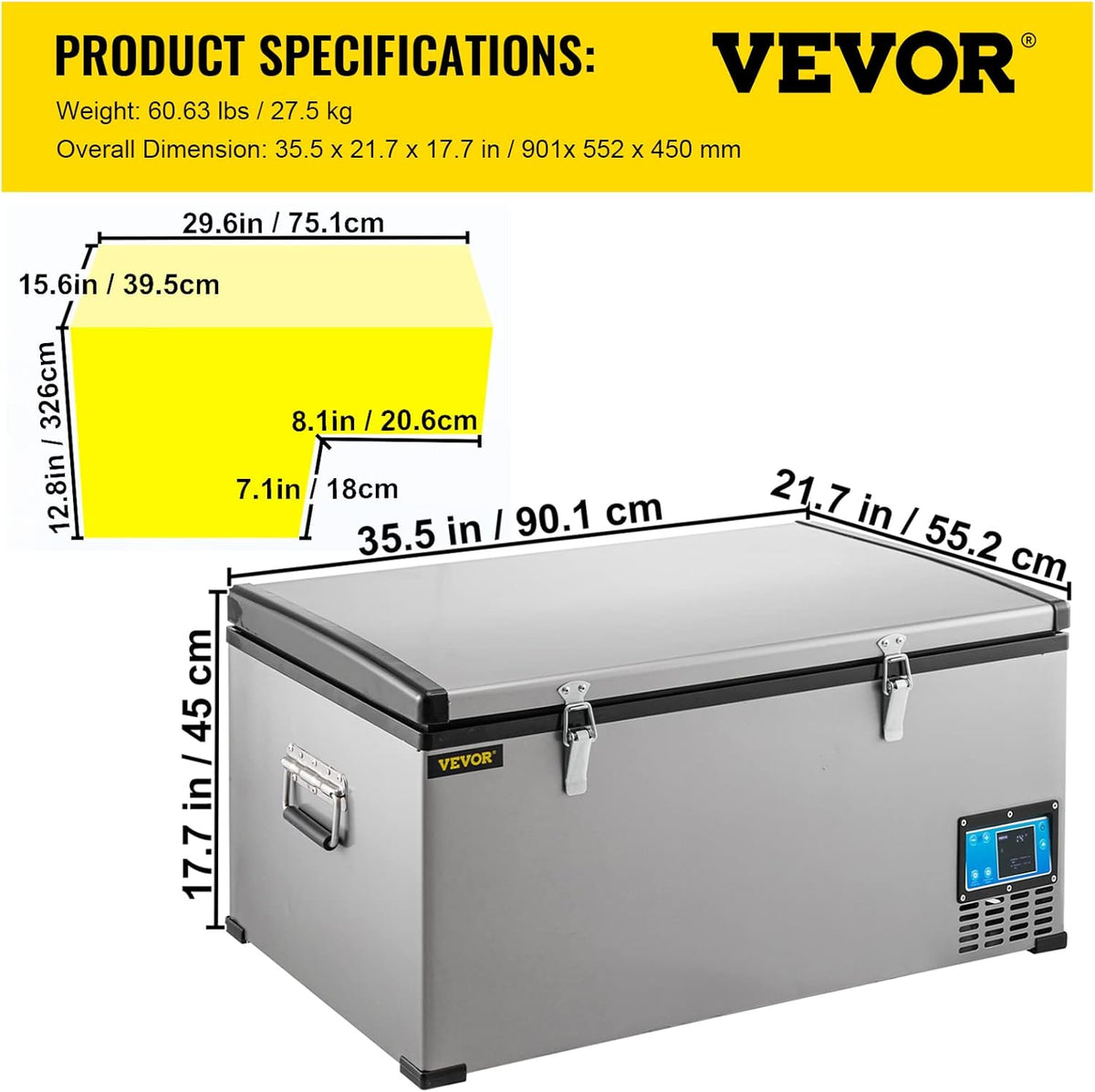 Portable Refrigerator 90 Quart with Compressor, Metal Shell Chest Refrigerator K2935