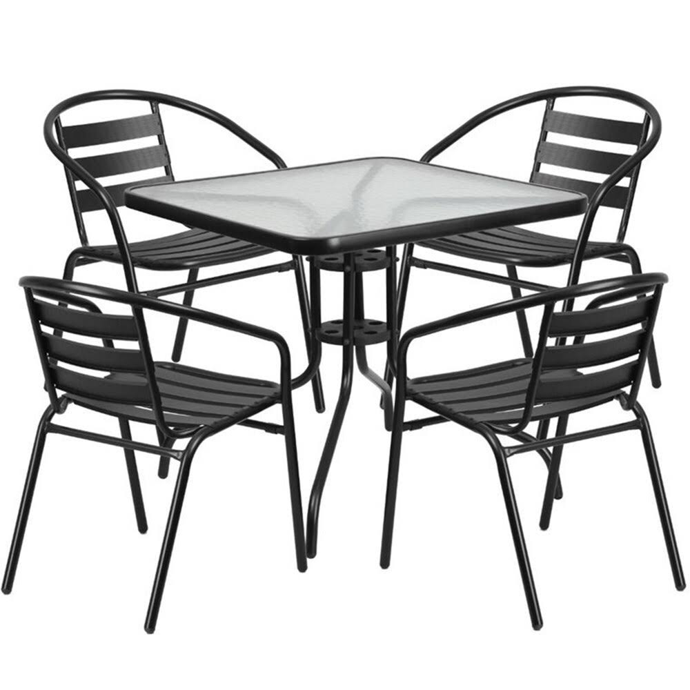 5 Piece Square Patio Dining Set in Black P68158