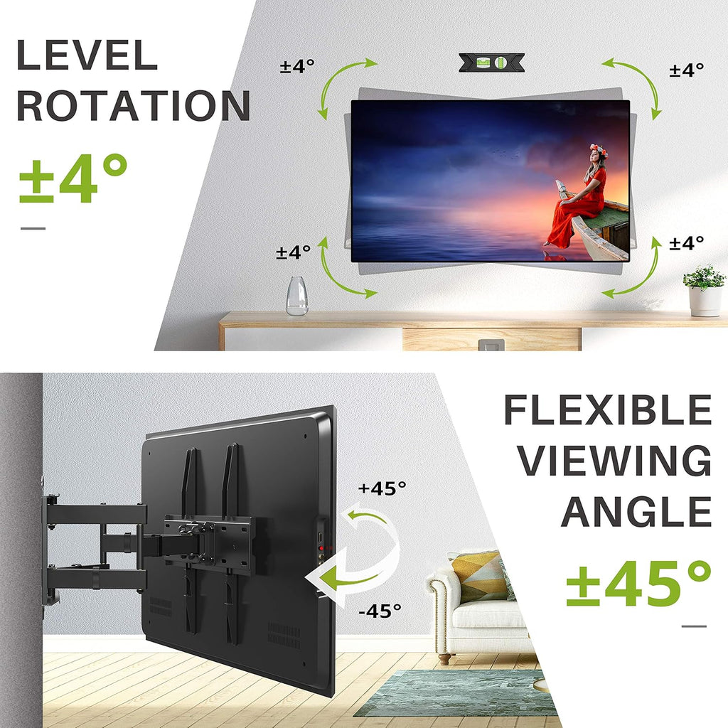 Full Motion TV Wall Mount for 32-65 inch Flat Screen TVs, Max VESA 400x400mm, Holds up to 110lbs, Pack of 2 R261651