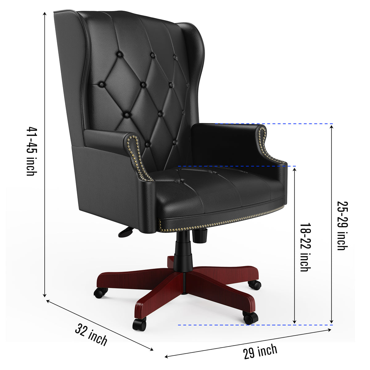 Black Ergonomic PU Leather High Back Office Chair U69816