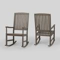 2pk Acacia Wood Rocking Chair Gray I48925