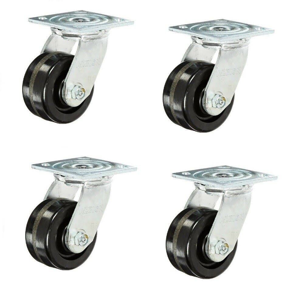 Set of 4 Heavy Duty Swivel Casters with Phenolic Wheel D287061