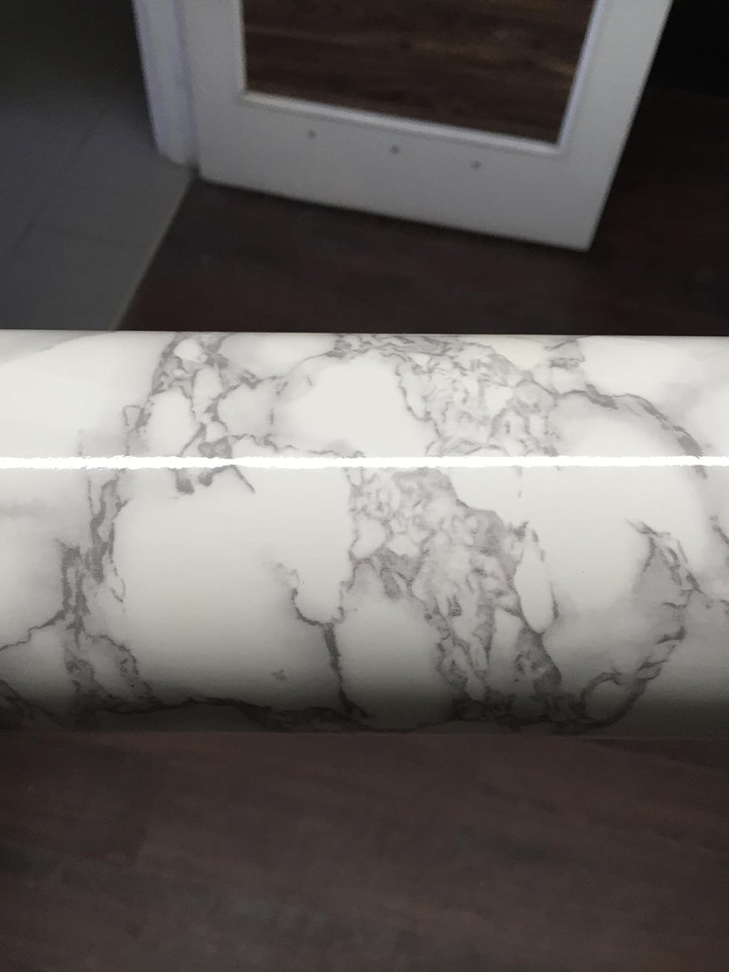 White Grey Marble Gloss Vinyl Wrap Film Roll (48 Inch x 300 Inch) I18766