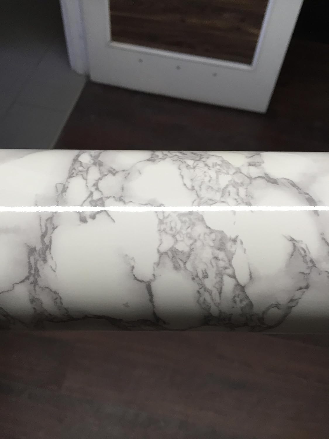 White Grey Marble Gloss Vinyl Wrap Film Roll (48 Inch x 300 Inch) I18766