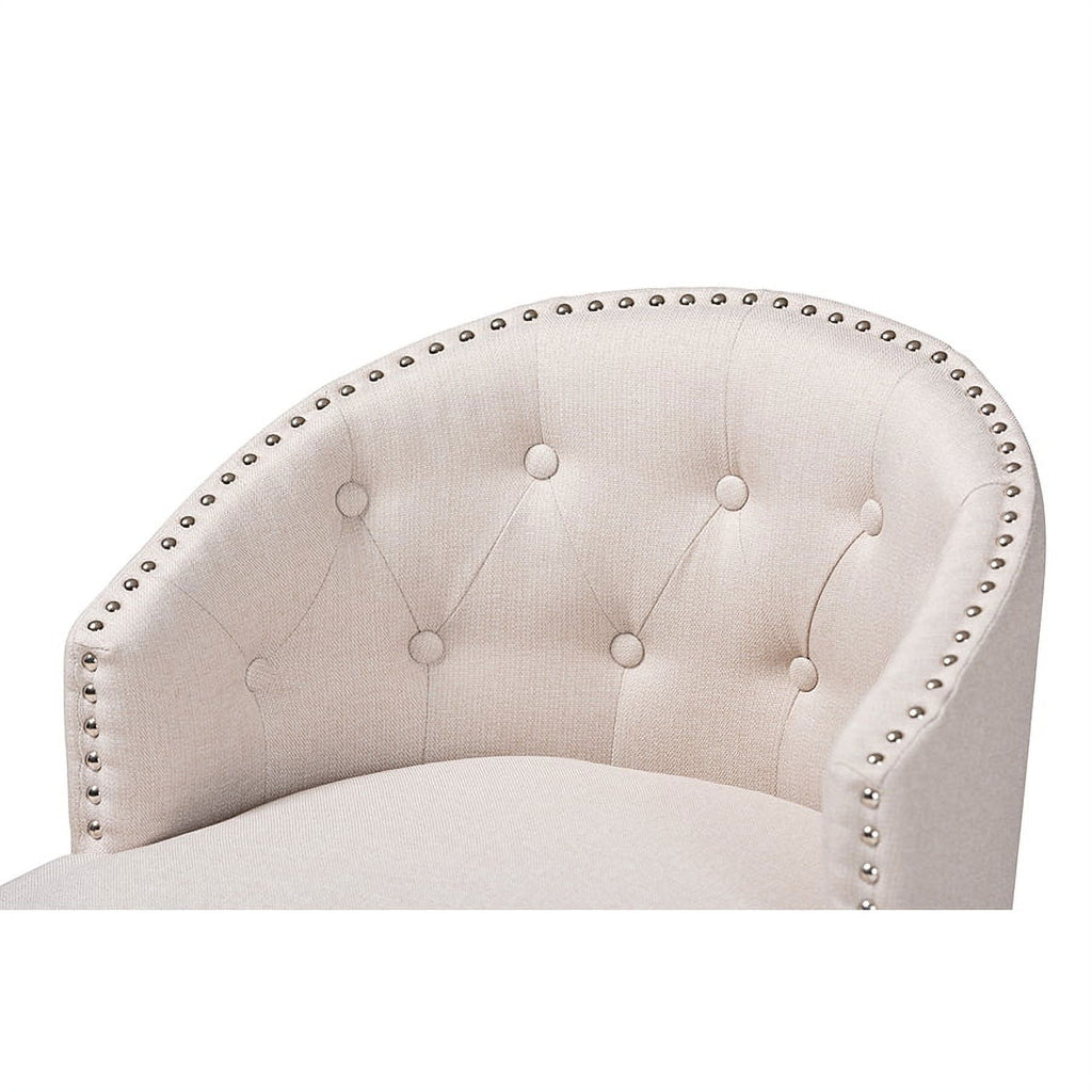 Light Beige Fabric and Espresso Brown Finished Wood 2-Piece Swivel Counter Chair A657