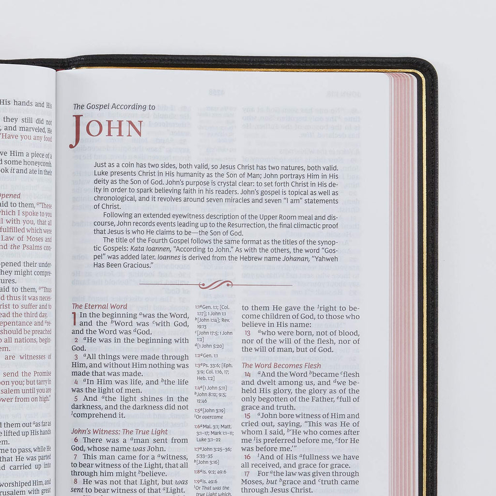 Black Premium Goatskin Leather Reference Bible J29089