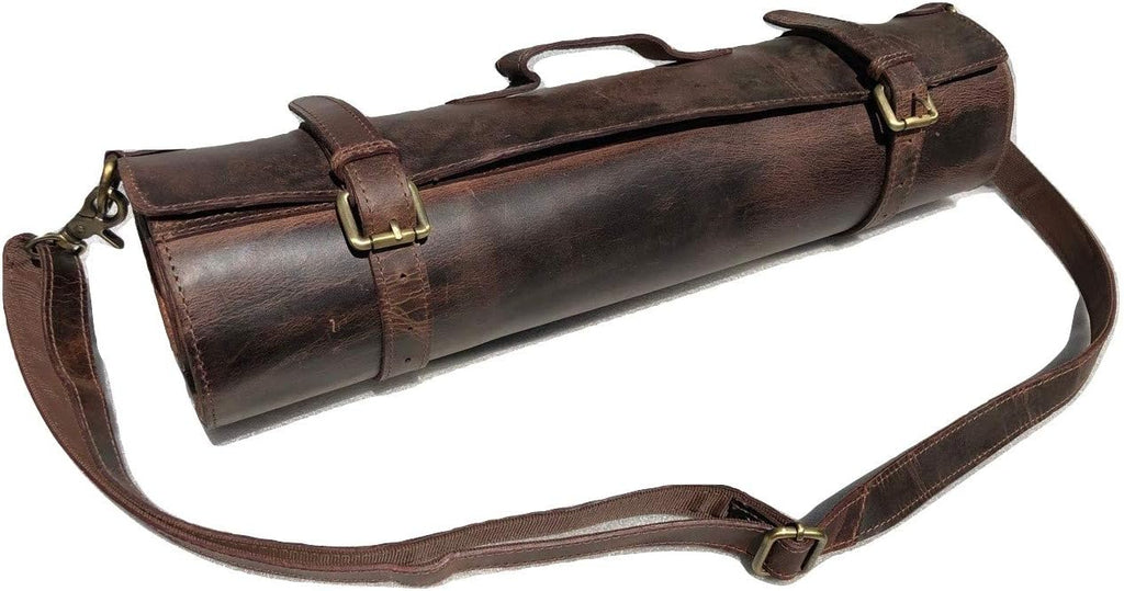 Black Buffalo Leather Knife Roll Set I989484