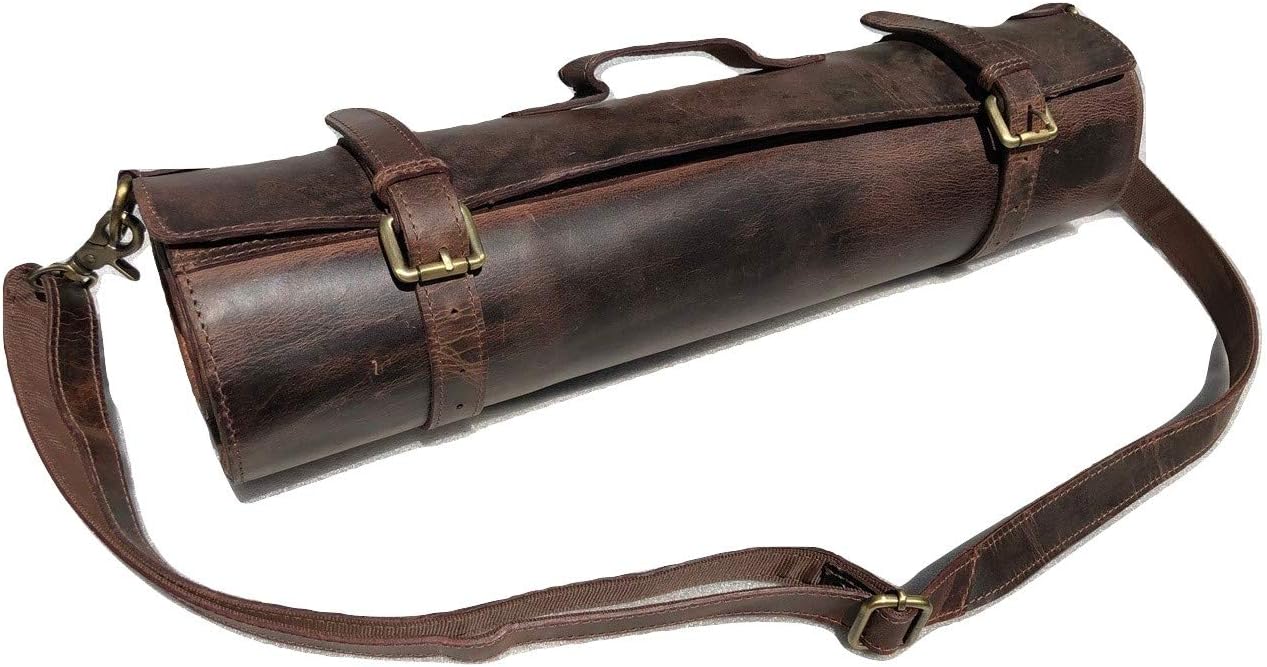 Black Buffalo Leather Knife Roll Set I989484