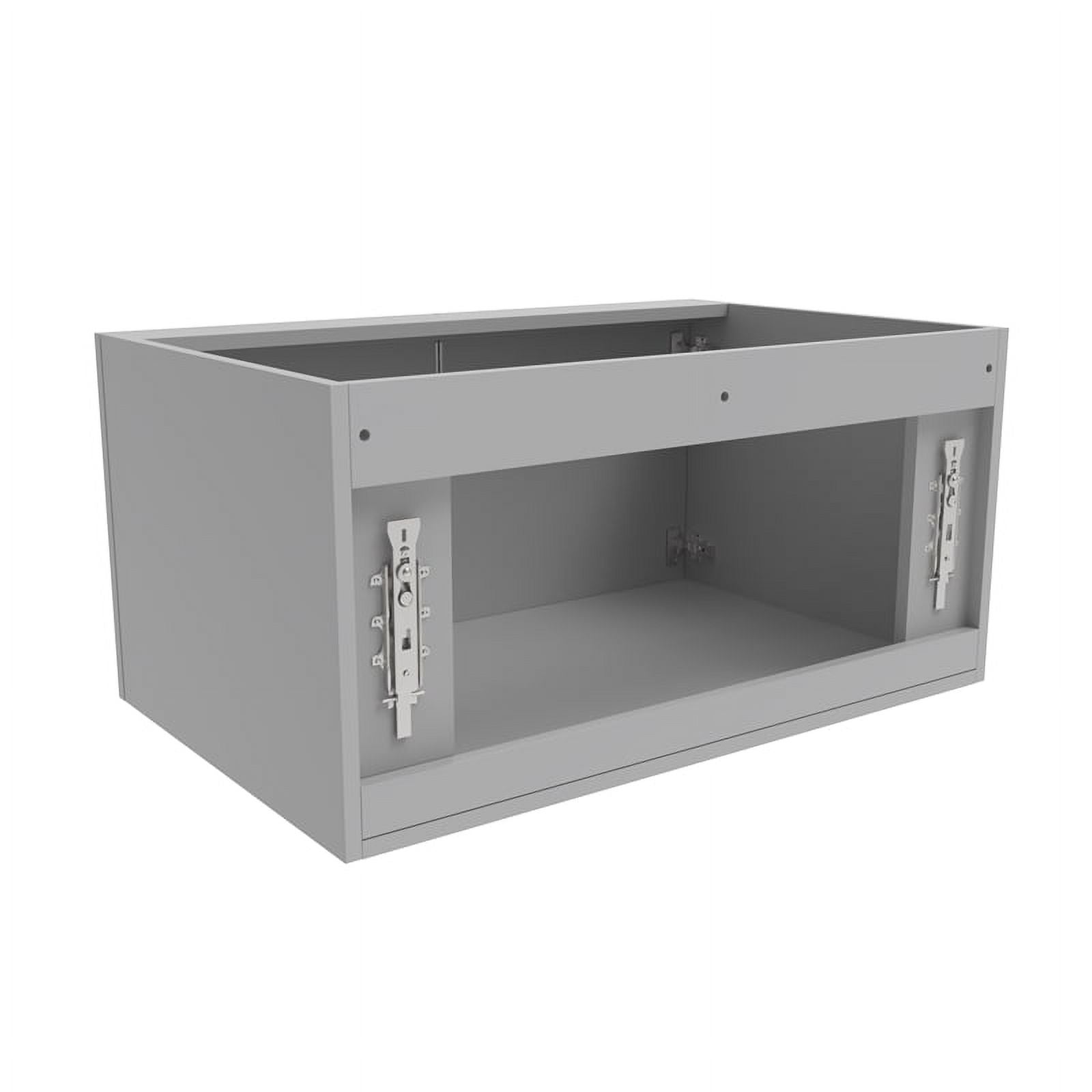 Gray Wood Floating Vanity Base with Drawers F485