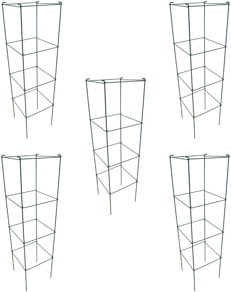 Green Square Folding Tomato Cage Plant Support Tower 12 inch by 46 inch, Pack of 5 Sets D532754
