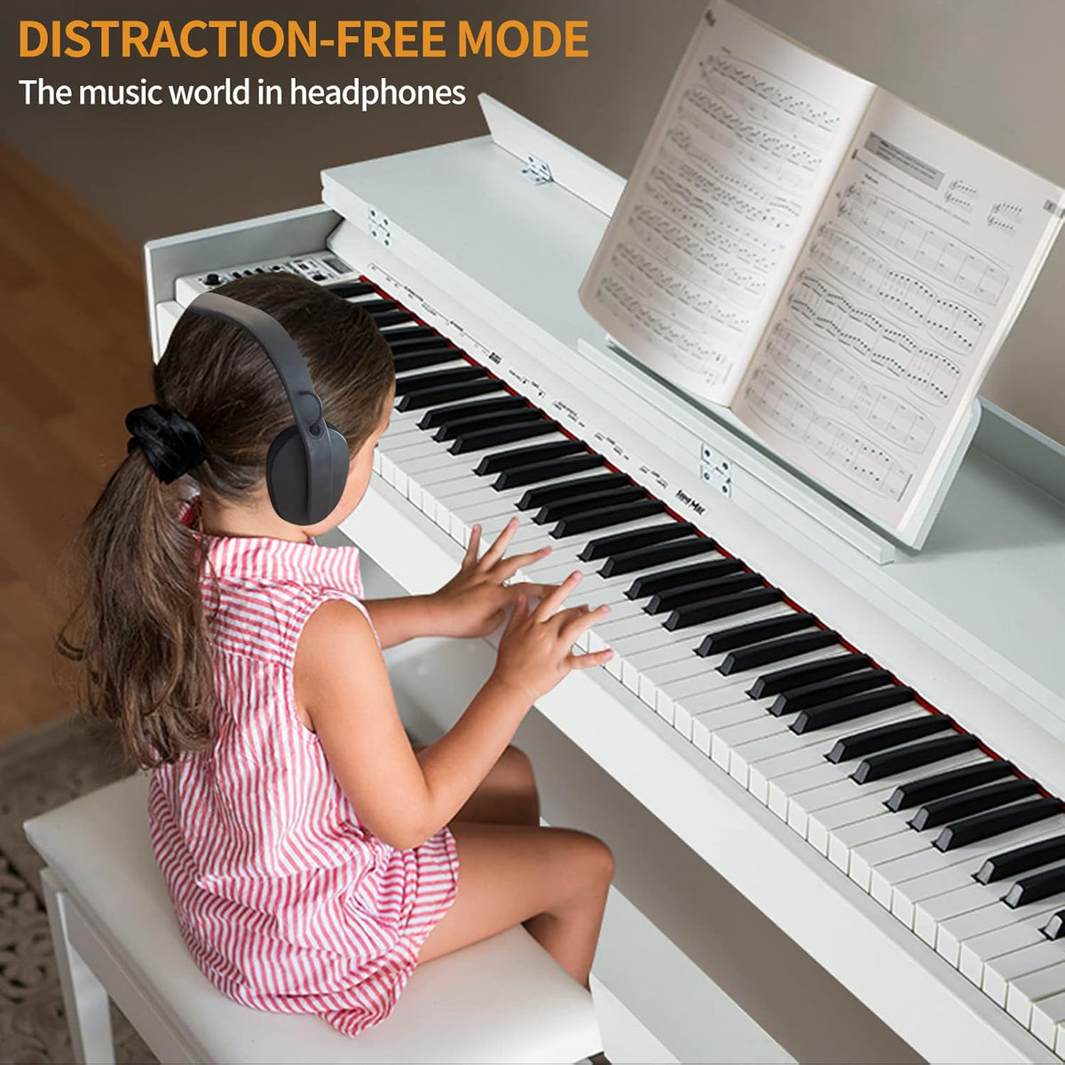 White 88 Key Weighted Digital Piano with Wooden Furniture Stand Y26349
