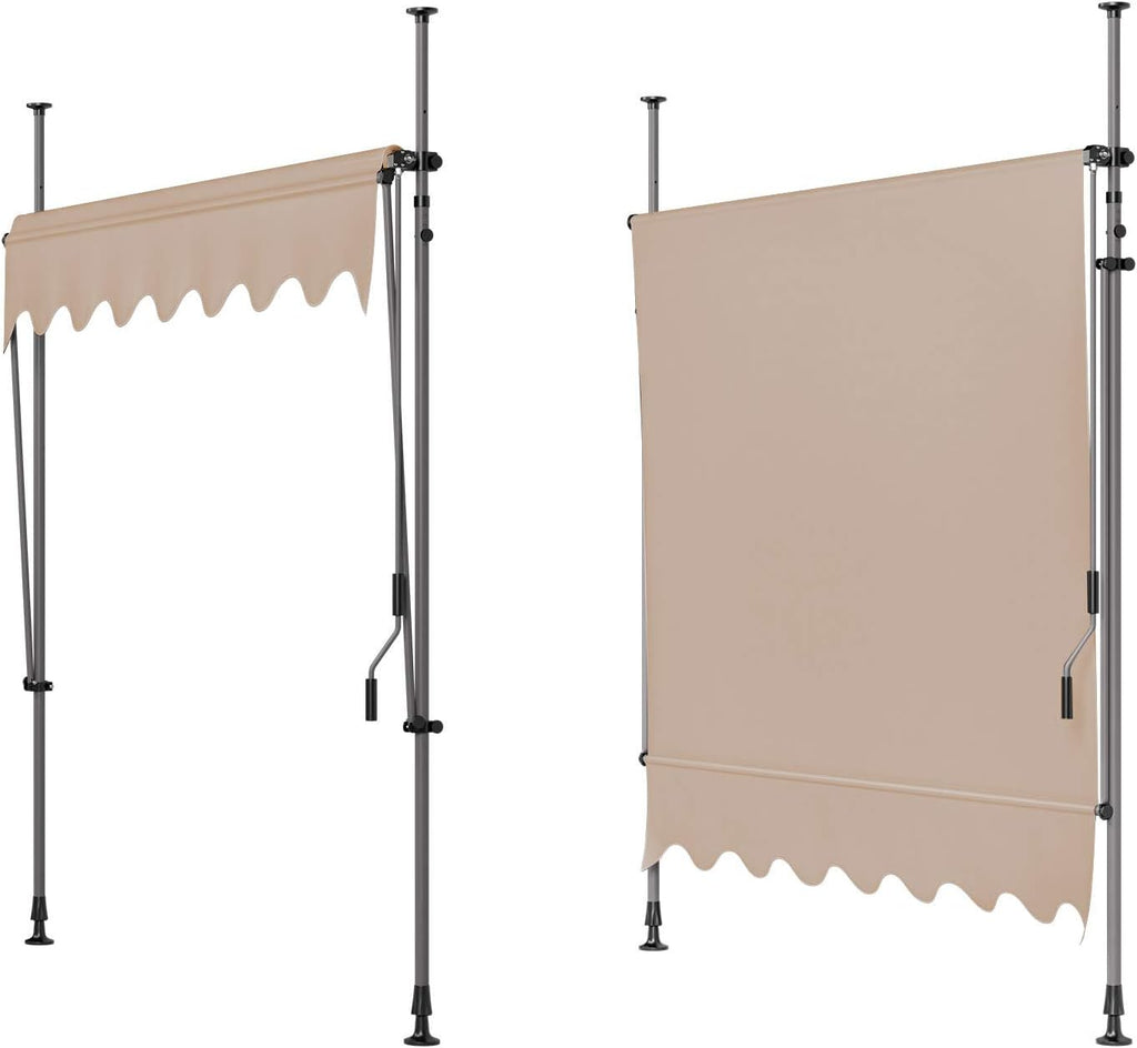Khaki Retractable Patio Awning with Hand Crank A4029