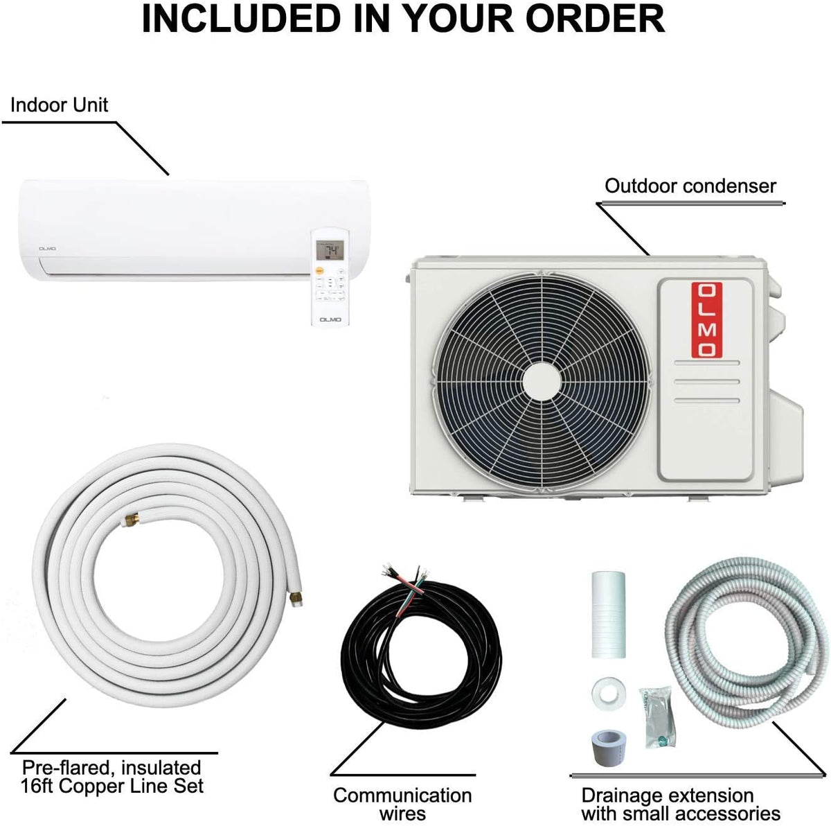 12,000 BTU Ductless Mini Split Air Conditioner Heat Pump with 16ft Installation Kit M289205