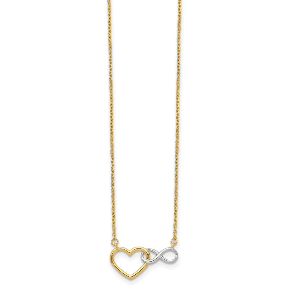 14K Yellow Gold and White Rhodium Heart with Infinity Symbol Necklace 17" D158185