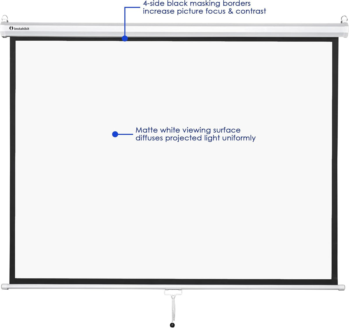 72" Diagonal 4:3 Manual Pull Down Projection Screen Matte White F863