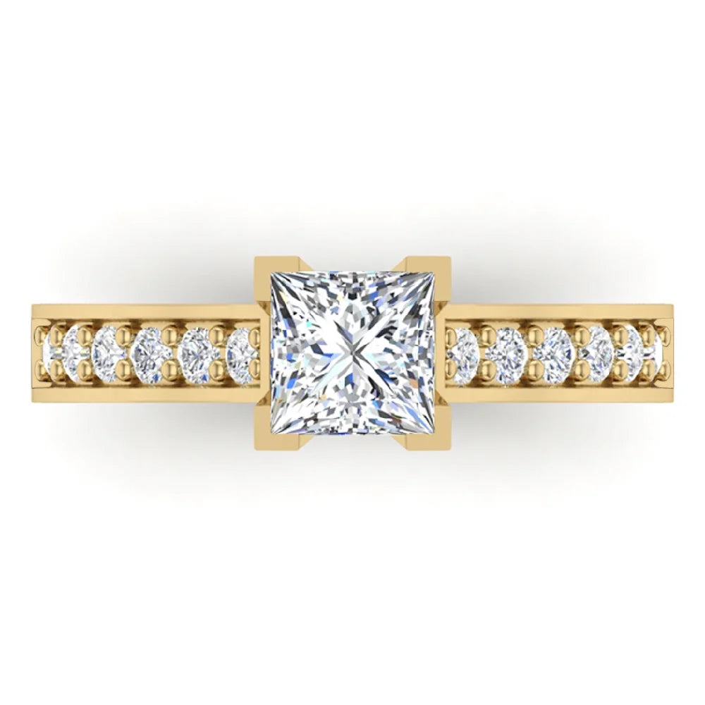 14K Gold Princess Cut Diamond Engagement Ring O329