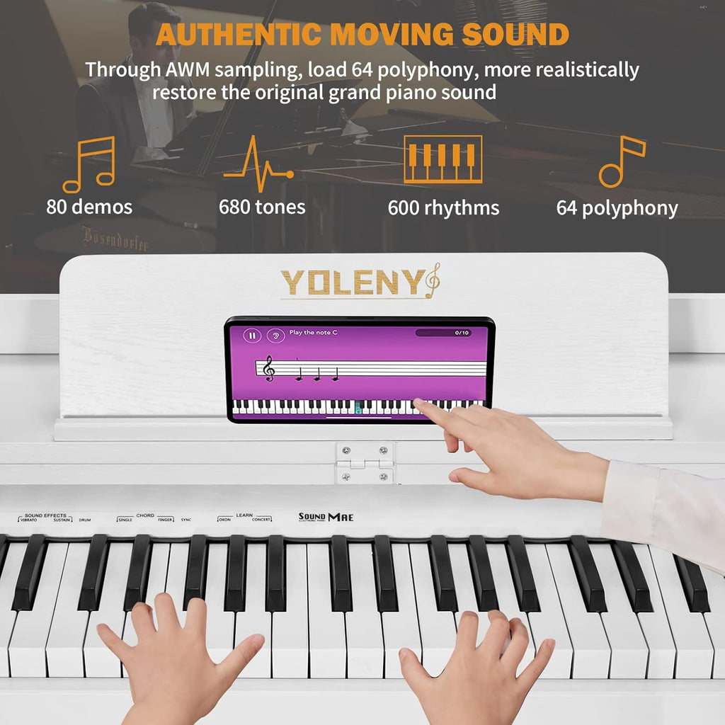 White 88 Key Weighted Digital Piano with Wooden Furniture Stand Y26349