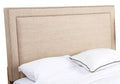 Beige Linen Nailhead Trim Headboard, King/California King S264