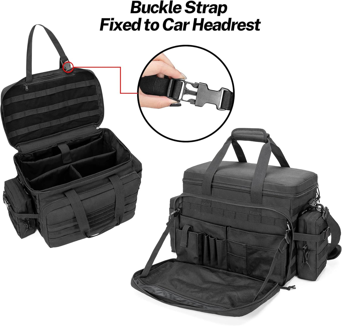 Black Patrol Duty Bag with 2 Detachable MOLLE Pouches & Laptop Layer M825275