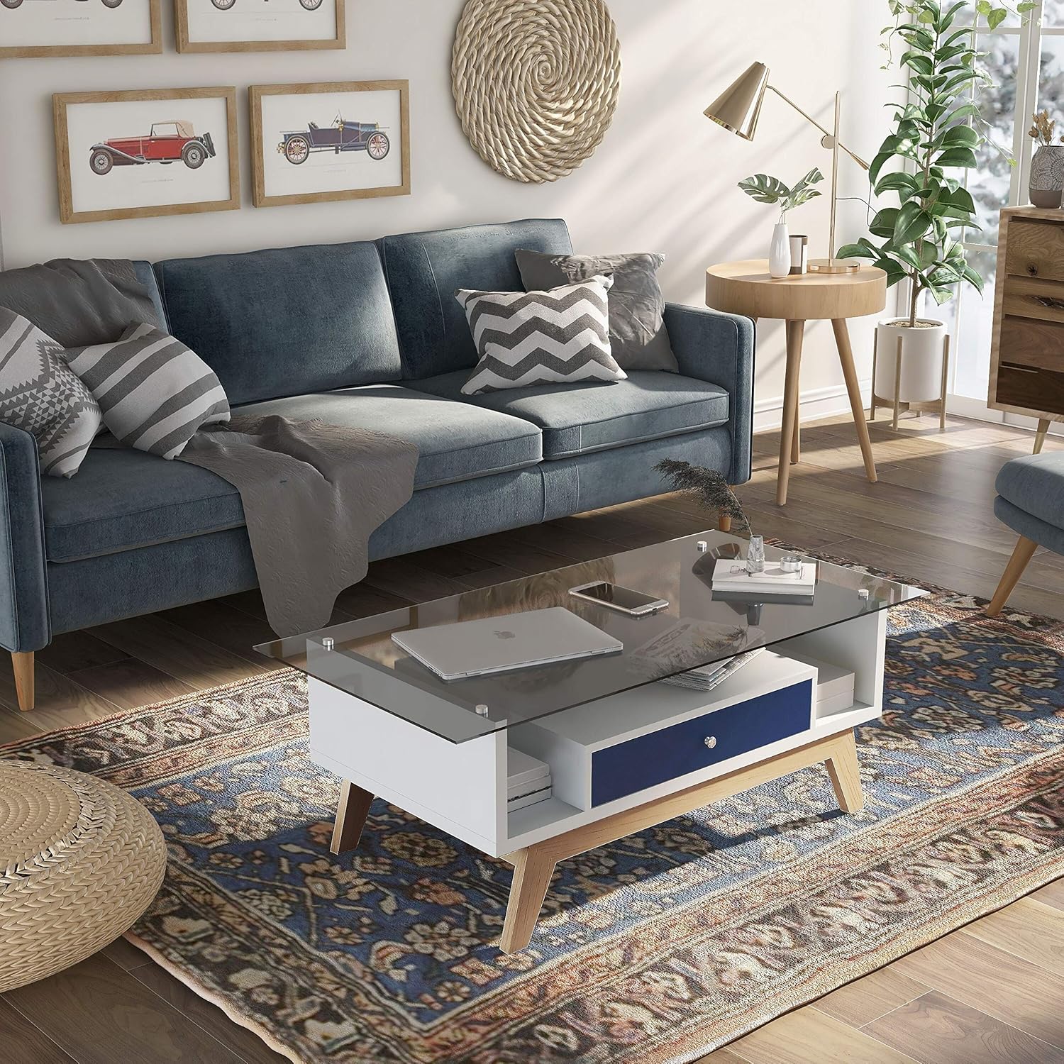Mid-Century Modern Two-Tone Coffee Table Grey N2200