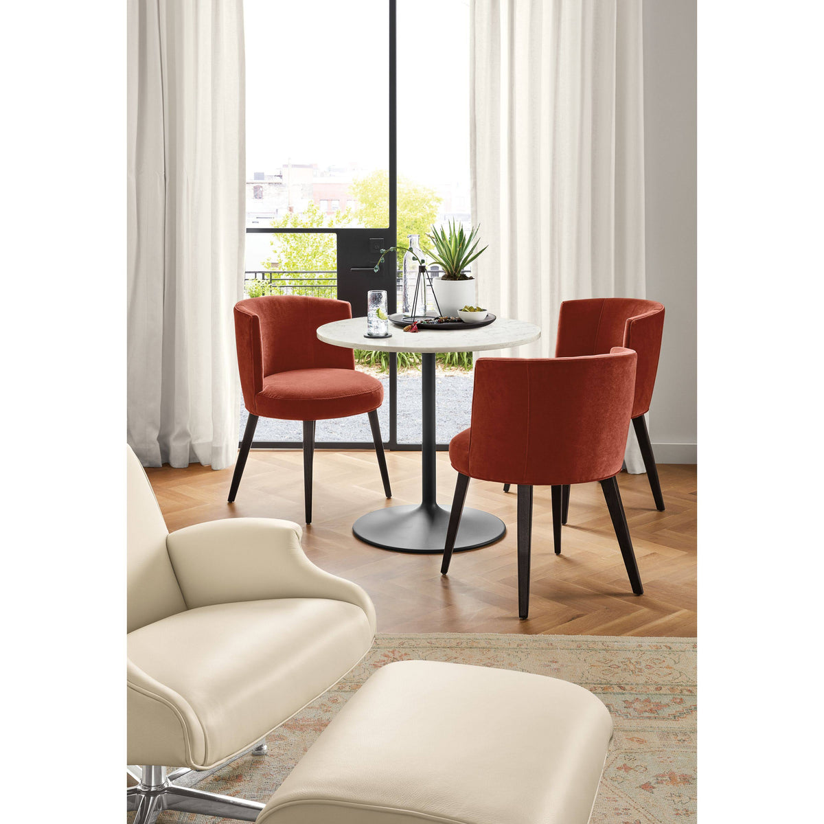 Modern Round Table with Stainless Steel Frame Base P297