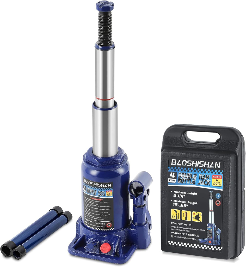4 Ton Double Ram Hydraulic Bottle Jack with Carrying Case Pack of 2 P937705