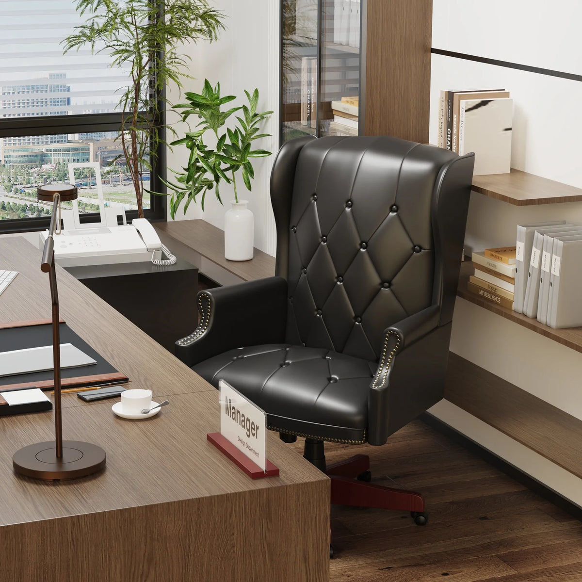 Black Ergonomic PU Leather High Back Office Chair U69816