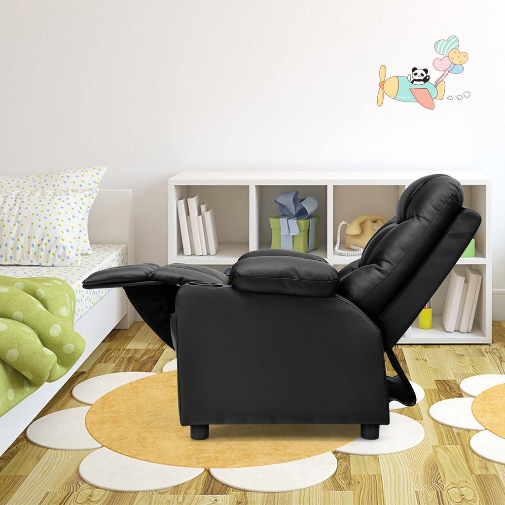 Blue PU Leather Kids Recliner Chair with Cup Holders Z631