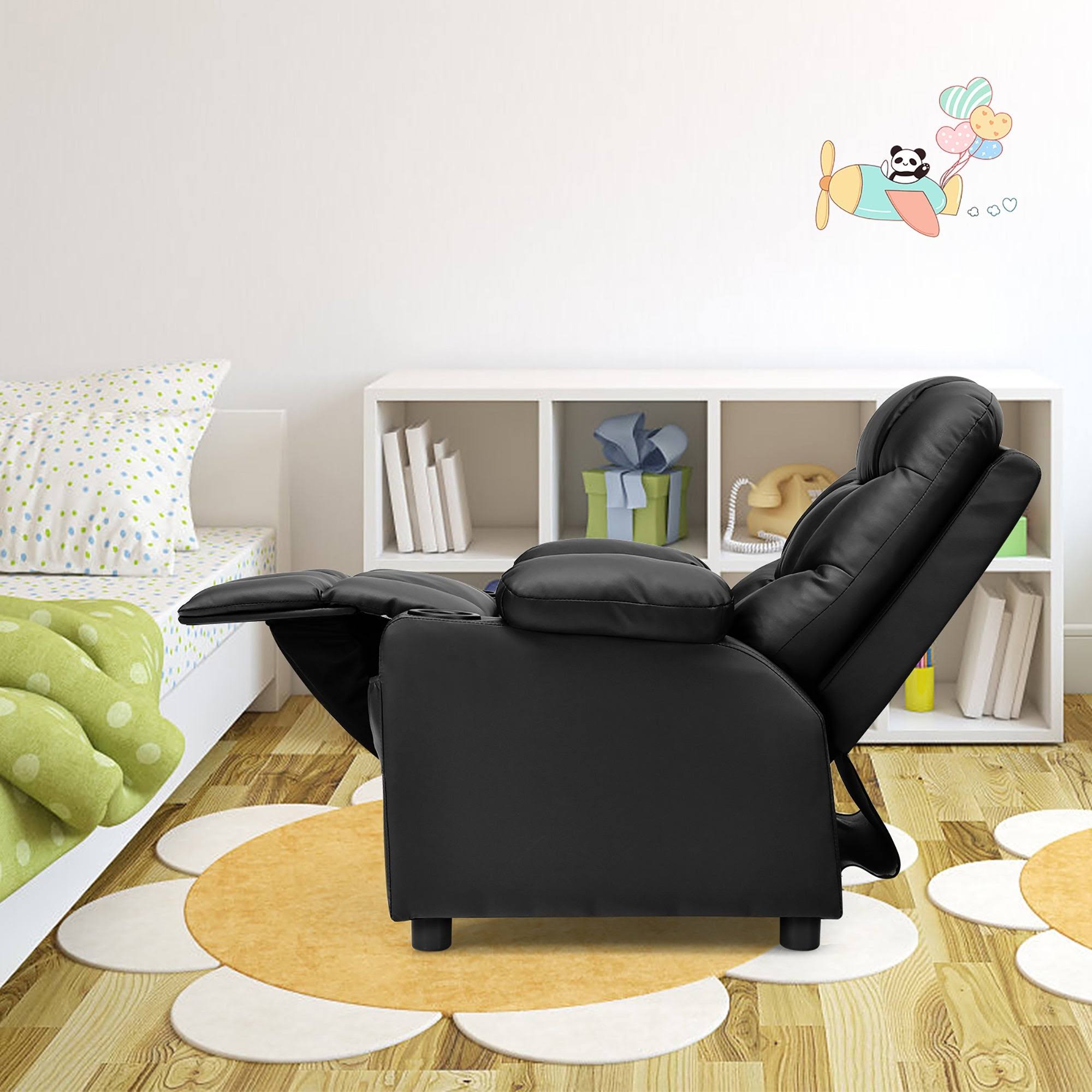 Blue PU Leather Kids Recliner Chair with Cup Holders Z631