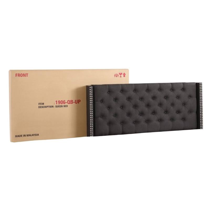 King Upholstered Bed, Ash Black V921335