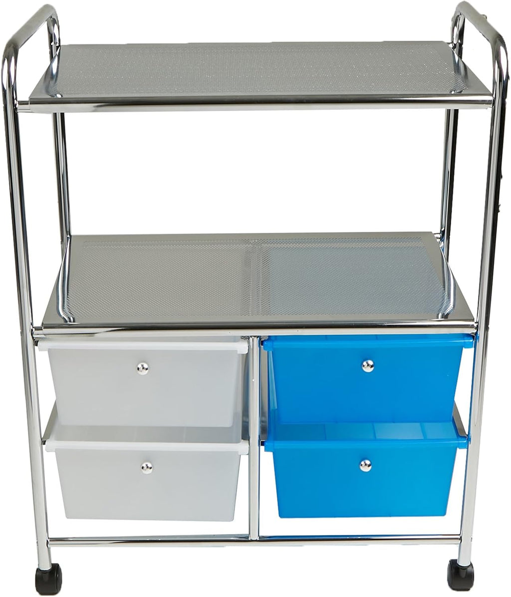 Silver 4 Drawer Rolling Utility Cart F39264