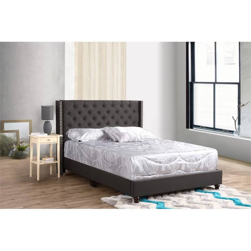King Upholstered Bed, Ash Black V921335