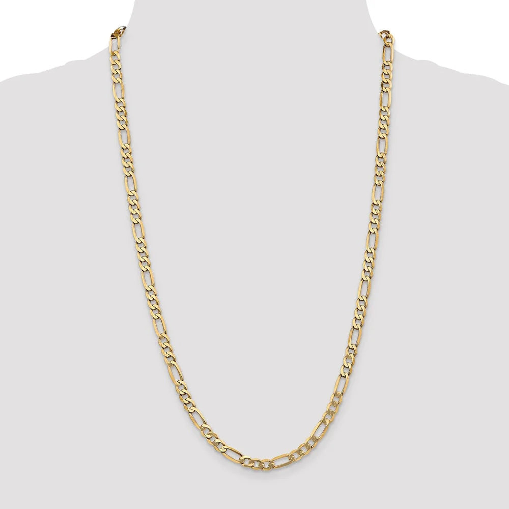 14kt Yellow Gold 24 inch Figaro Chain with Lobster Clasp L151