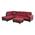 Red Raspberry Microfiber Faux Leather Sofa Set J571