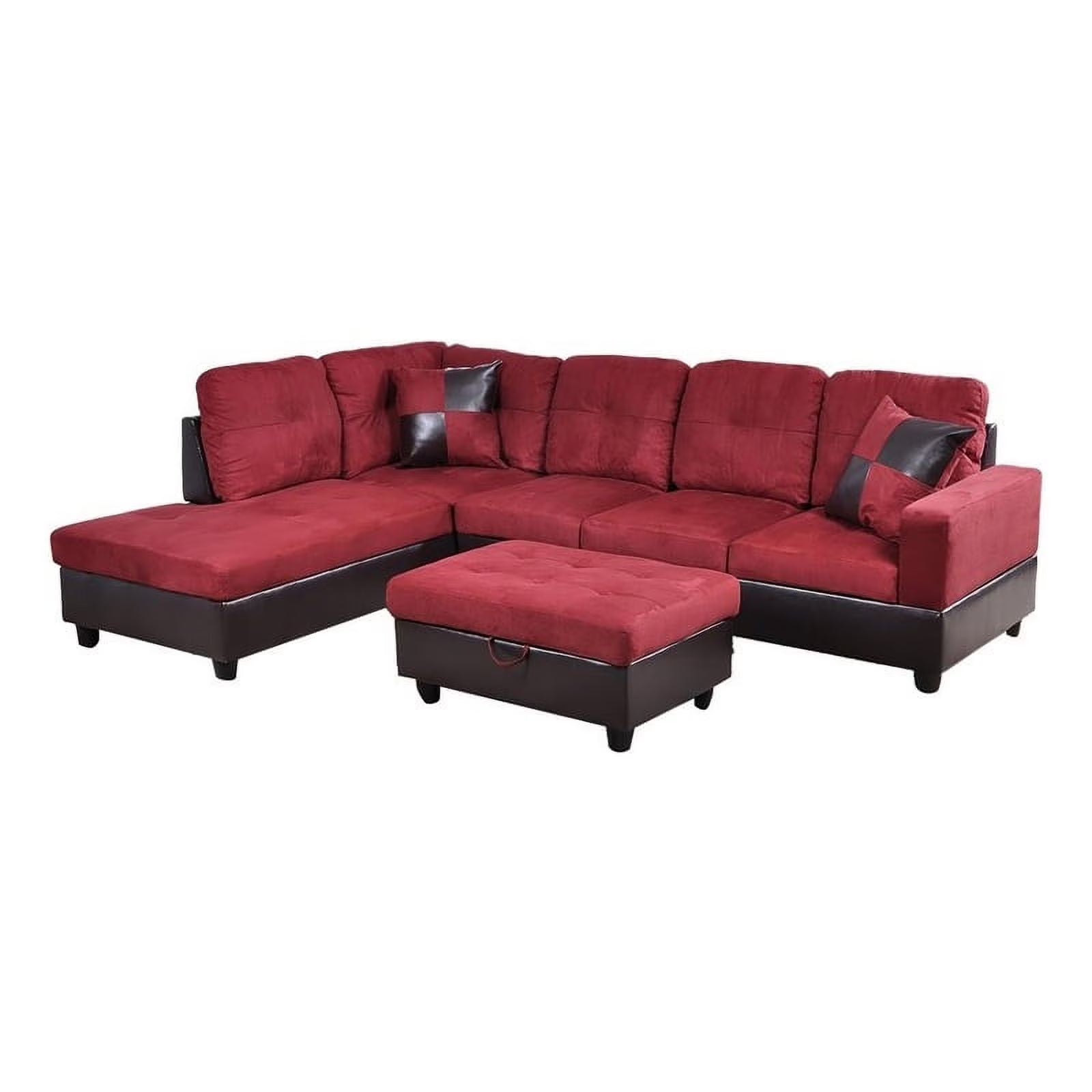 Red Raspberry Microfiber Faux Leather Sofa Set J571