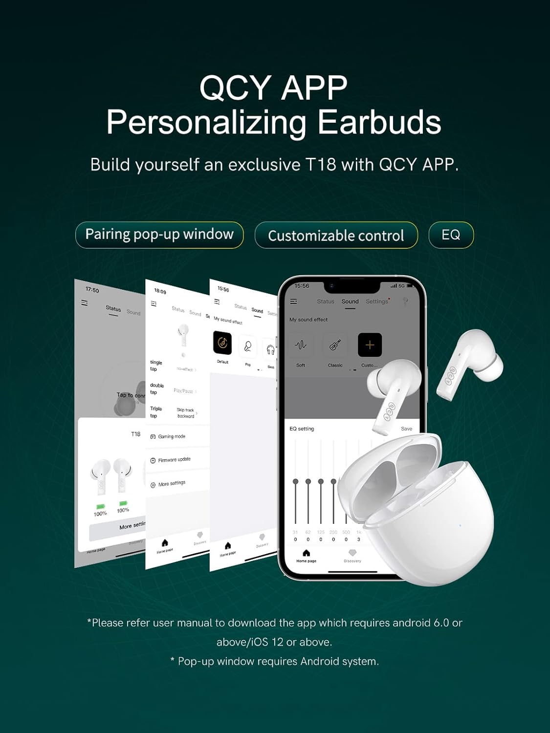 Wireless Earbuds T18 in Ear Bluetooth 5.2 Stereo Earphones, 30H Playtime Pack of 2 J372500