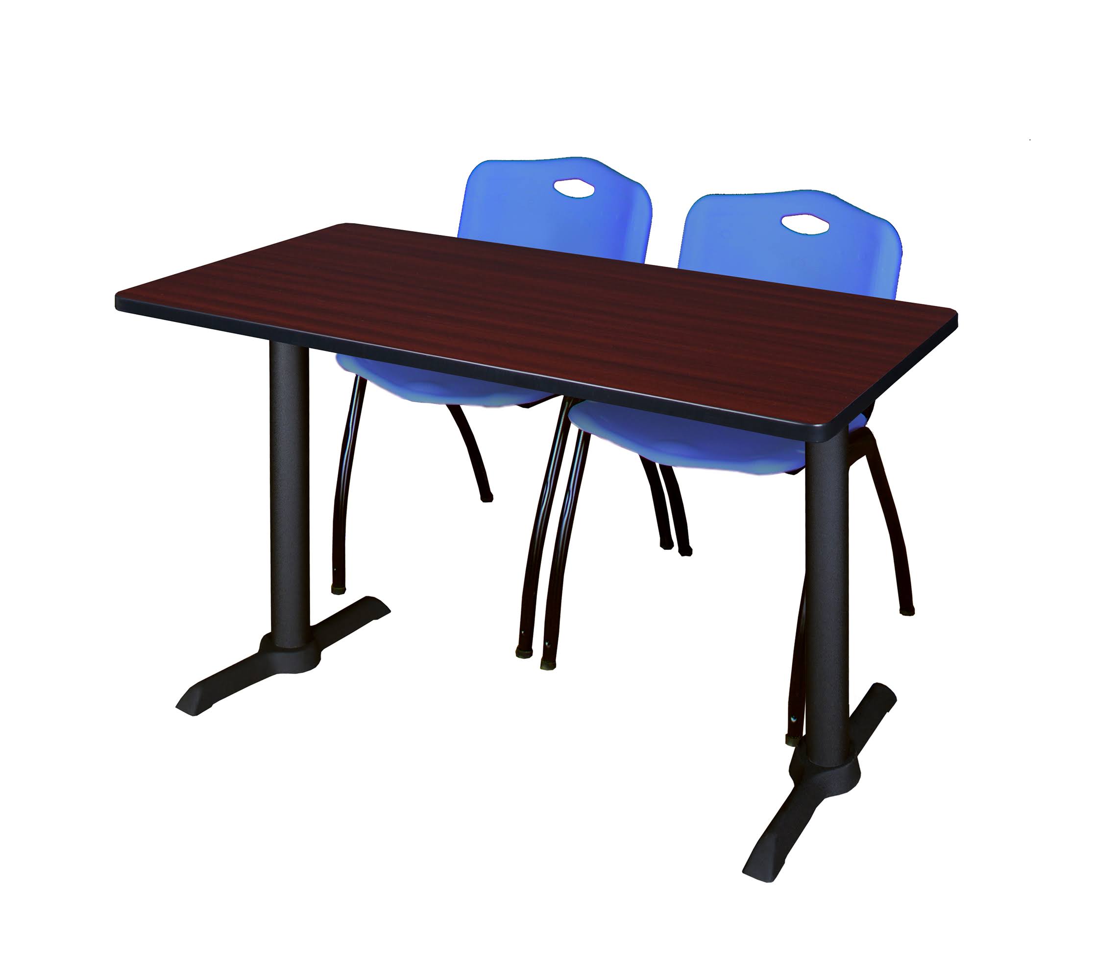 Grey Training Table and 3 Blue Stack Chairs I3807