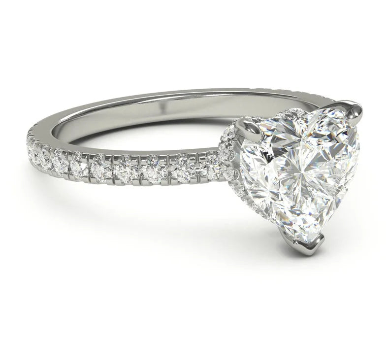 Heart Shaped Diamond Bridal Rings Solid 950 Platinum C67043