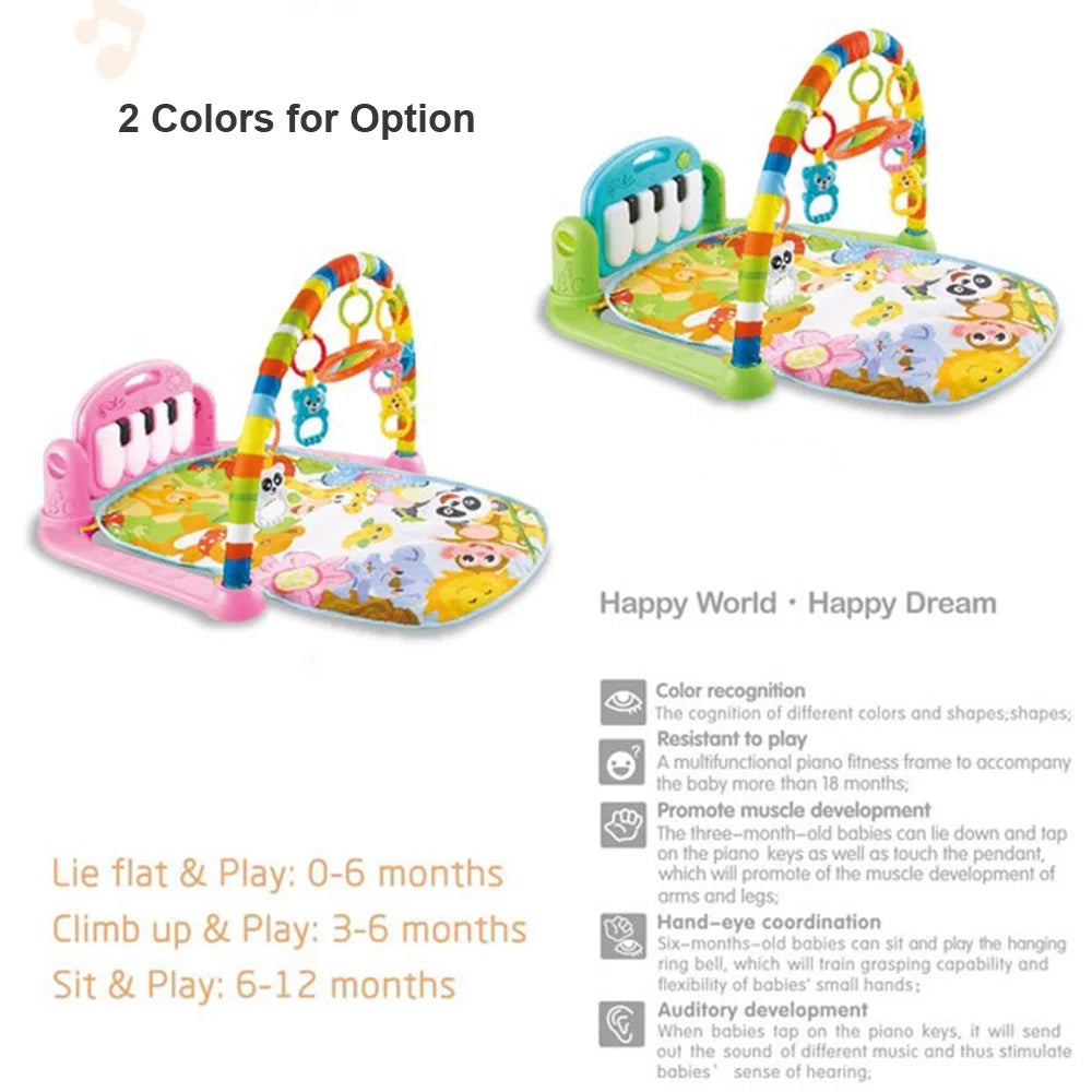 Playmat with Hanging Mirror Musical Activity Center Tummy Time Play Mat D548138