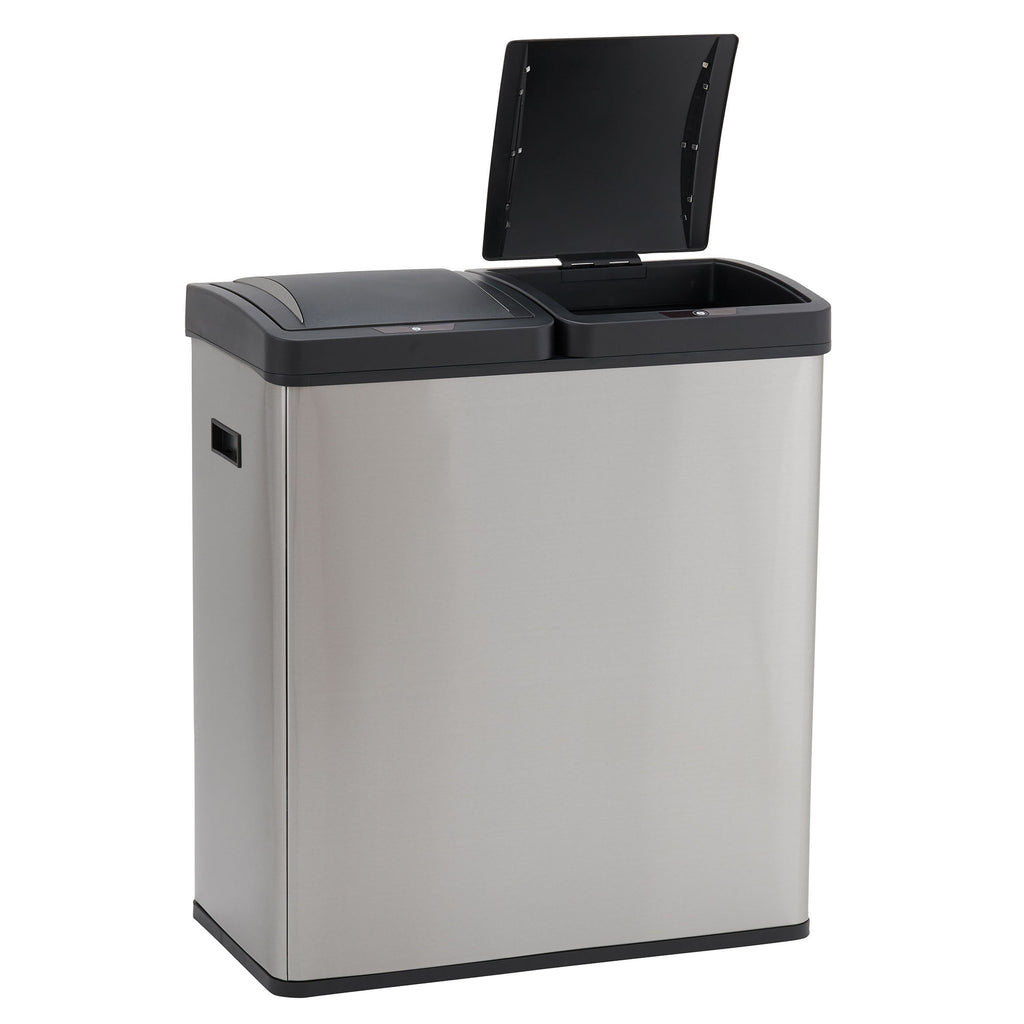 Stainless Steel Touchless Trash Can with Dual Compartments, 30 Liter / 8 Gallon Z2825