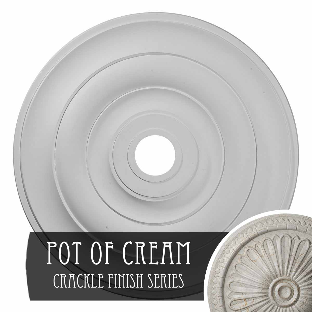 26 1/2x22OD x 3 5/8x22ID x 1 1/2x22P Ceiling Medallion Hand-Painted Pot of Cream Crackle U41082