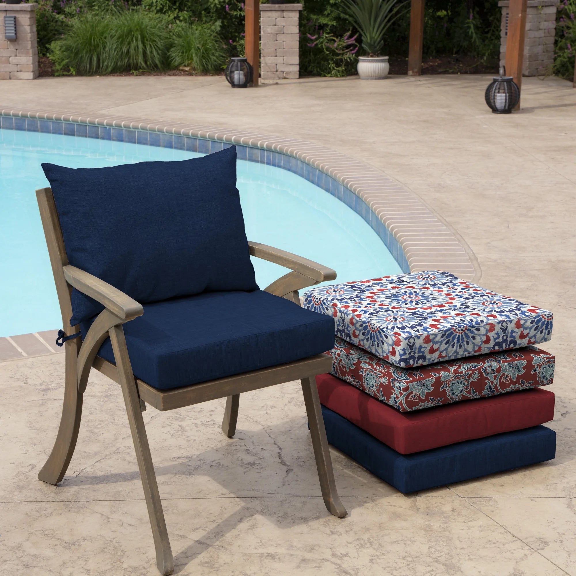 Sapphire Blue Outdoor Dining Chair Cushion Set 21 x 21 X74924