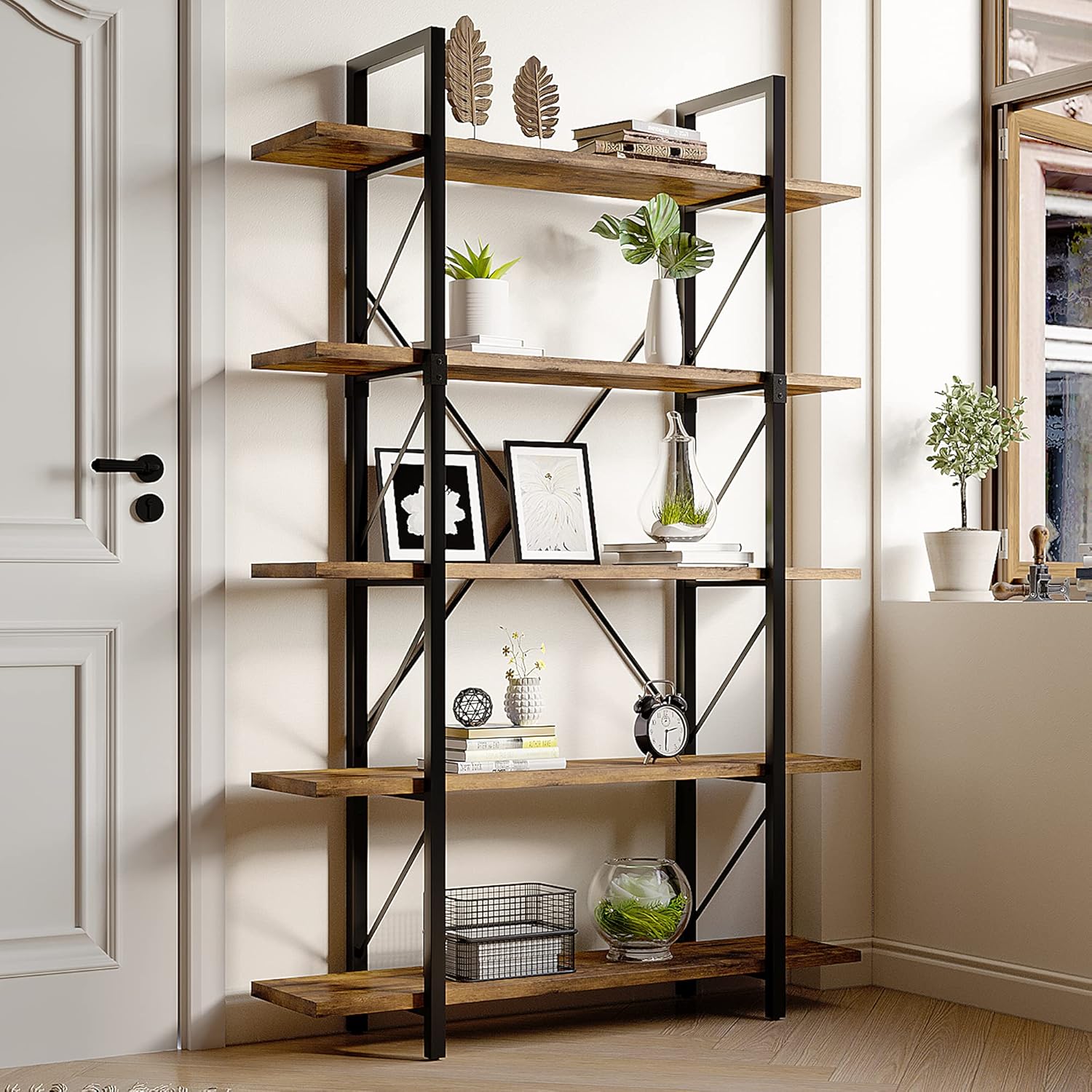 White 5 Tier Bookcase P16040