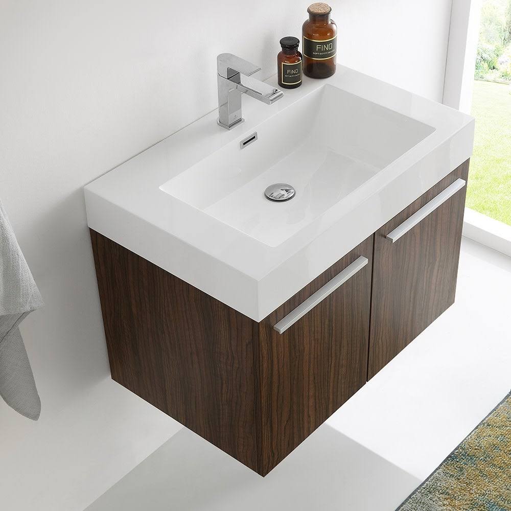 White 30x22 Wall Hung Bathroom Cabinet with Integrated Sink I6413