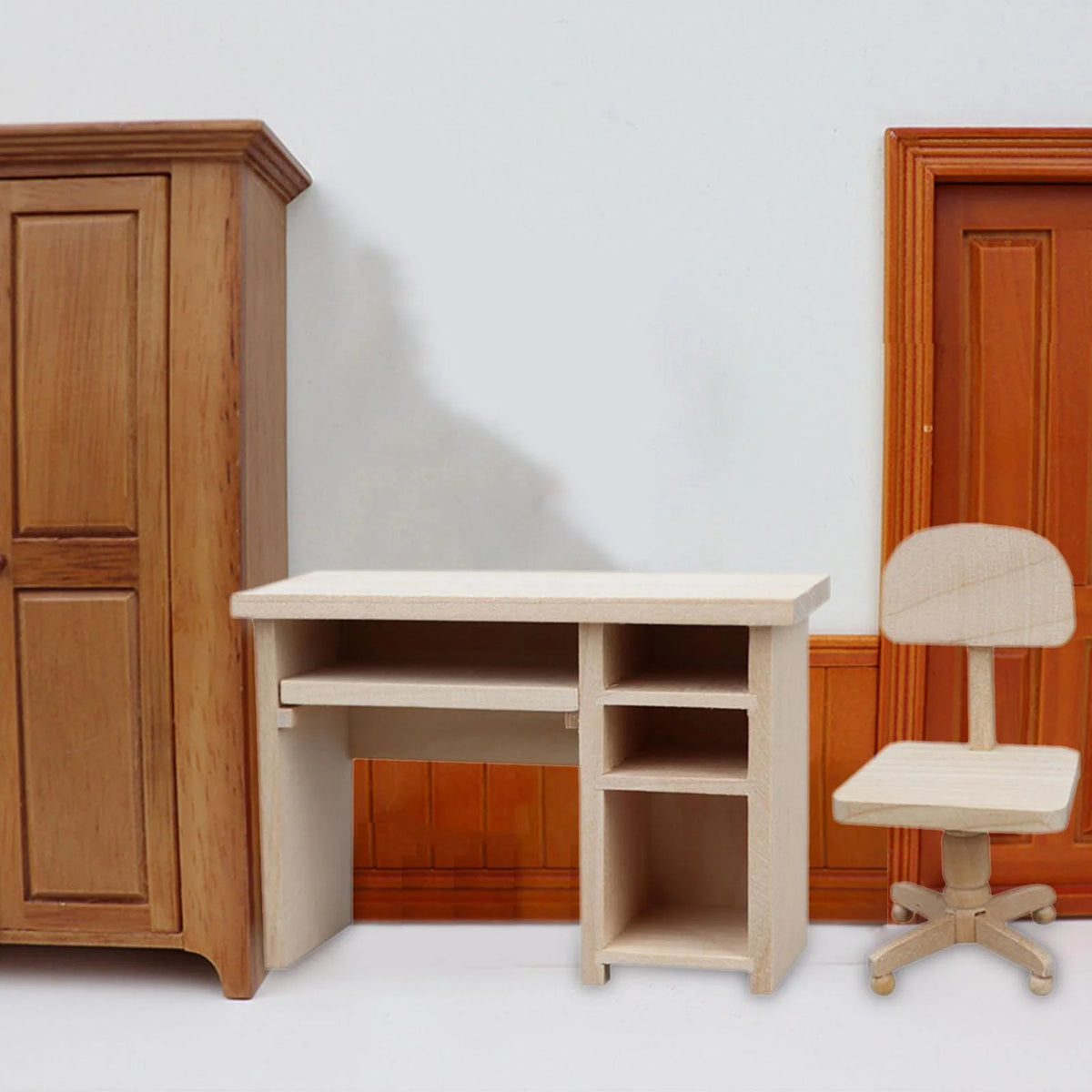 1/12 Mini Office Desk and Chair Dollhouse Furniture Y6314
