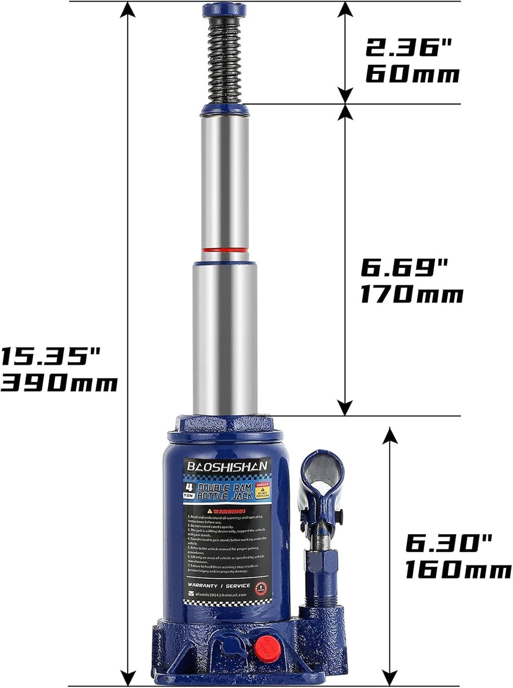 4 Ton Double Ram Hydraulic Bottle Jack with Carrying Case Pack of 2 P937705