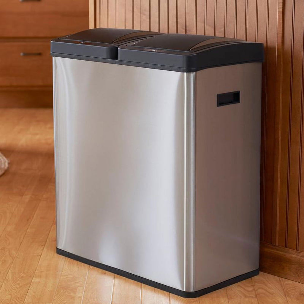 Stainless Steel Touchless Trash Can with Dual Compartments, 30 Liter / 8 Gallon Z2825