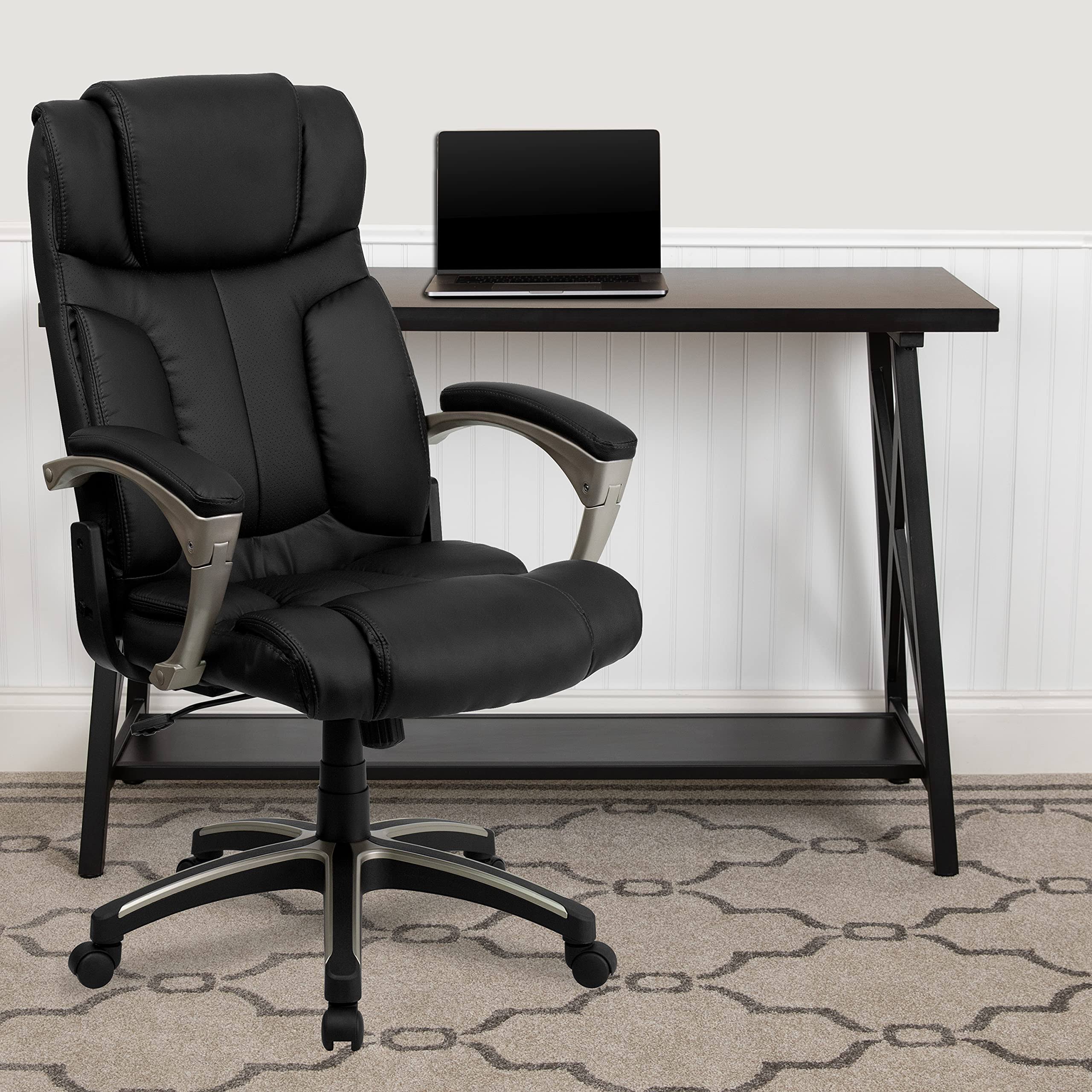 High Back Folding Black Leather Executive Swivel Office Chair N7950