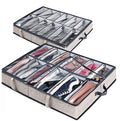 2 PCS Under Bed Shoe Storage Organizer with Clear Cover Window, Gray J236482