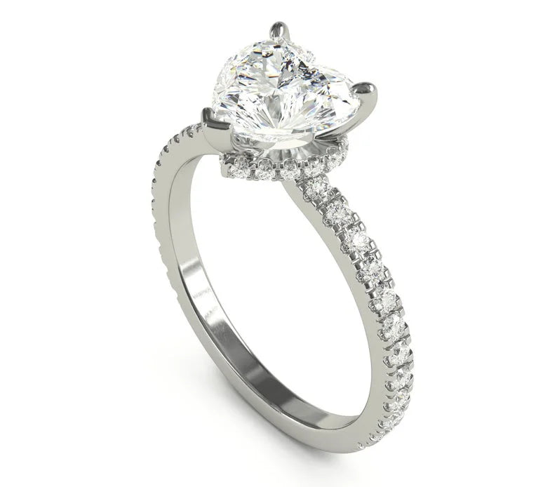 Heart Shaped Diamond Bridal Rings Solid 950 Platinum C67043